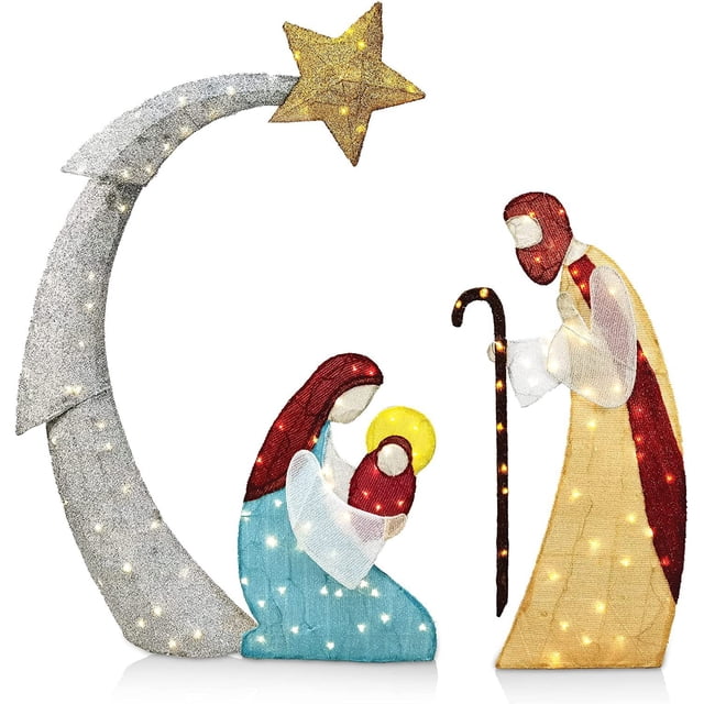 Decoración navideña Escena de pesebre navideño Decoración de jardín Adornos de decoración de Pascua de Navidad