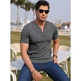 GIRUNS Men's Short Sleeve Henley Quarter Zip Knit Tee V Neck Casual
