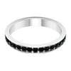 1/2 CT Channel Set Black Spinel Eternity Ring for Women, White Gold, Size:US 10.50