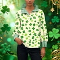 thumbnail image 7 of St. Patrick's Day Sweatshirt for Women Glitter Clover Graphic Ribbed Collared Long Sleeve Relaxed Fit Festive Holiday Clothes Top, 7 of 7