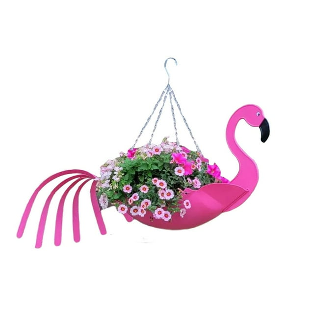 Hanging Flower Pot Creative Flamingo Parrot Appearance Metal Chain Hanging Decoration