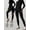 Black, variant on Women's Long Sleeve Workout Jumpsuit Zip Front Sport Bottom Pants Bodysuit Bodycon One Piece for Yoga, Gym and Casual Wear Light Blue S