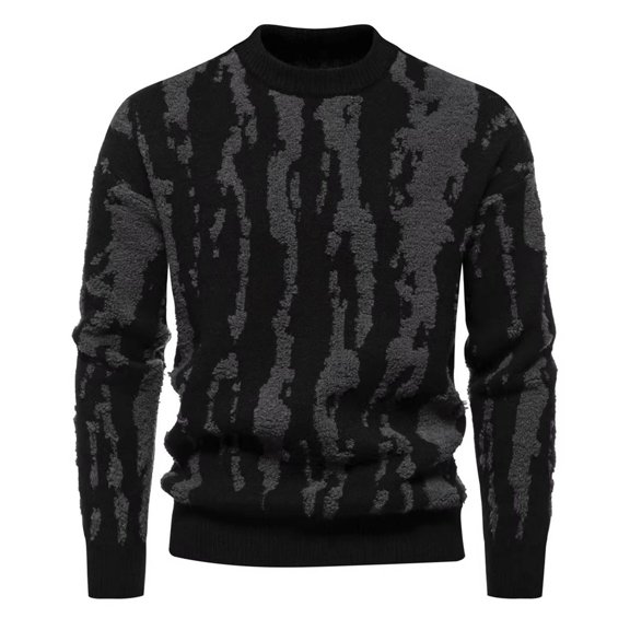 Yiliang Graphic Sweater for Men Fall and Winter Long Sleeve Warm and Thermal Top Clothes ,Black,XL