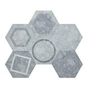 Benjara BM218678 Hexagonal Stone Plastic Composite Mosaic Tile, Gray - Pack of 10