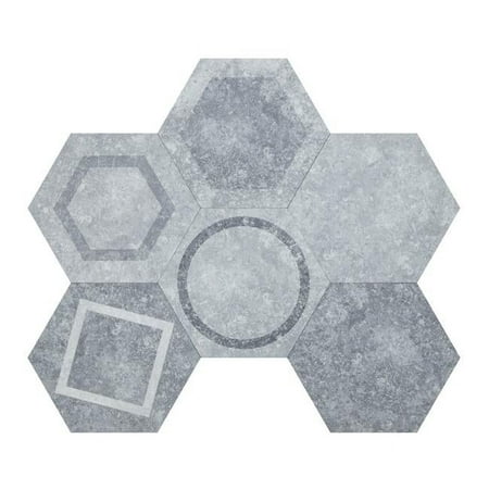 Benjara BM218678 Hexagonal Stone Plastic Composite Mosaic Tile, Gray - Pack of 10