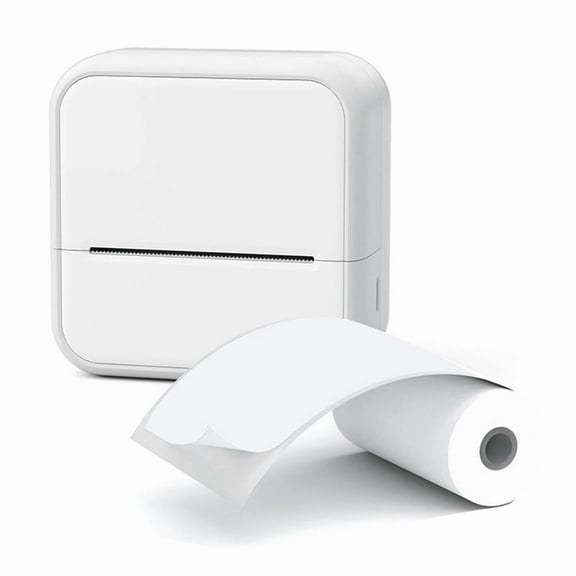 Portable Thermal Printer Mini Printer with Stickers Printer for Notes Journal DIY Kids Gift White