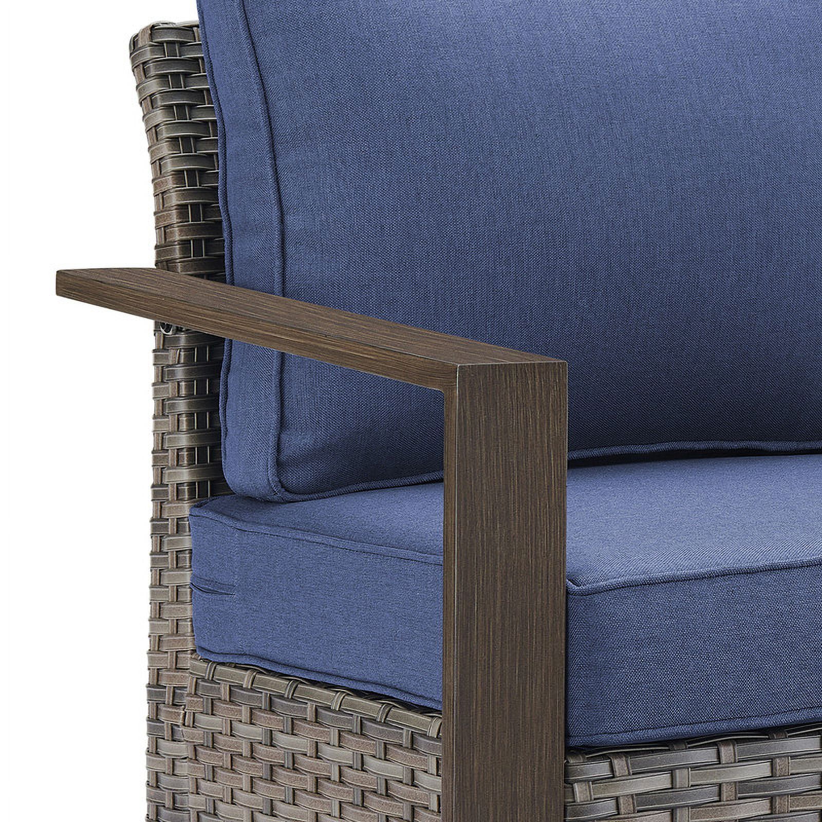 PARKWELL Classic Swivel Glider Chair Set of 2, Patio Cushioned Lounge Swivel Rocker Arm Chair for Balcony Yard,Gray Wicker and Navy Cushions