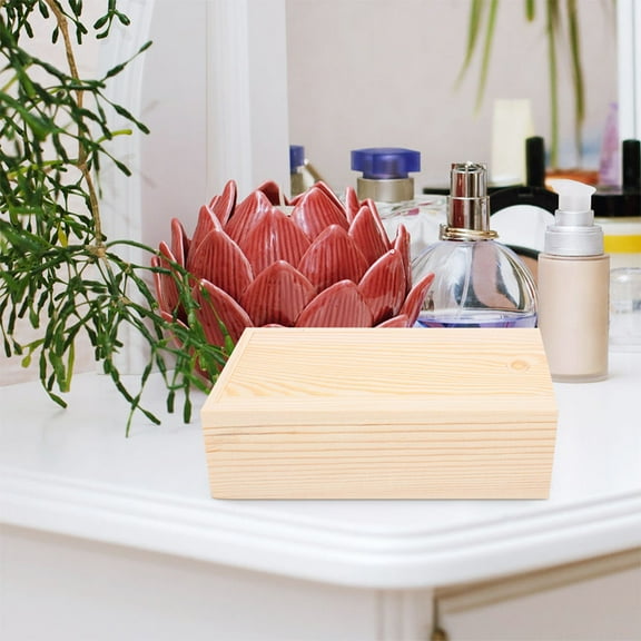 EXHUMKY 2Pcs Wooden Boxes with Lids for Craft Supplies Diy Projects Rustic Style Natural Aesthetic Pine Wood