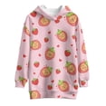 thumbnail image 4 of Psesaysky Girls Long Hoodies Cute Capybara Strawberry Print Sweatshirt Pullover Kids Teen Loose Outwear Coat Casual Fashion Fall Winter for 9-10 Years, 4 of 7