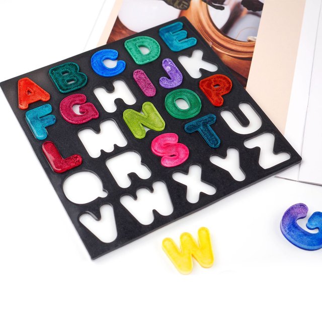 Moldes de resina del alfabeto Moldes de juego de ortografía de letras de silicona - Paquete de 2 (B S) JShteea Libre de BPA