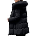 thumbnail image 6 of Women's Winter Warm Plus Size Puffer Coat Casual Colored Long-Sleeved Hooded Jacket Lightweight Puffer Jacket(Black XL), 6 of 8