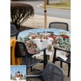 thumbnail image 4 of Outdoor Tablecloth with Umbrella Hole and Zipper, Blue Christmas Square Table Cloth 60x60 Inch Waterproof Tablecloth, Snowman Xmas Snowflake Botanical Tree Picnic Table Cover for Patio Camping, 4 of 7