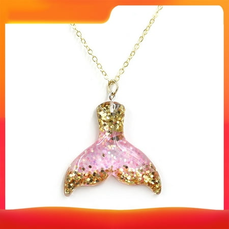 Women Girls Necklace Mermaid Fish Tail Pendant Necklace Chain Jewelry Gift