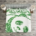 thumbnail image 3 of Ambesonne Modern Quilted Bedspread Set 3 Pcs, Ukrainian Folk Art Tile, Queen Size, Hunter Green, 3 of 3