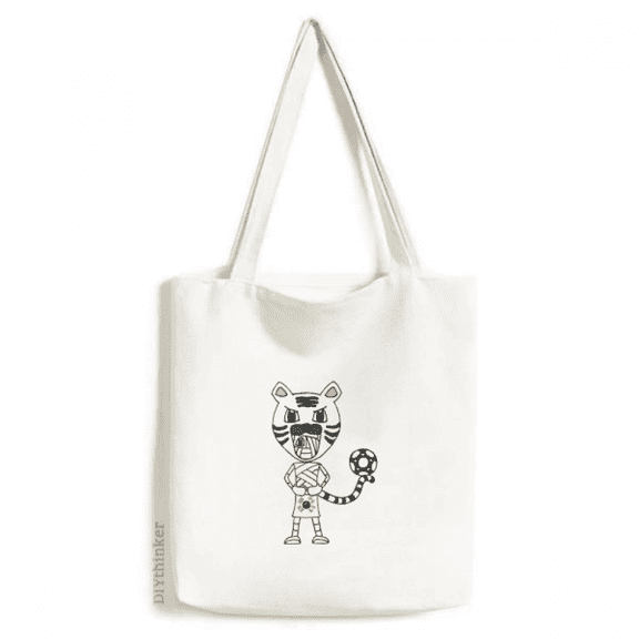 korean white tiger football tote canvas bag shopping satchel casual handbag