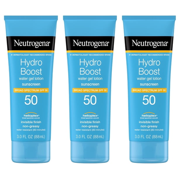 Loción Protector Solar Neutrogena Hydro Boost SPF 50 90 mL (Paquete de 3)