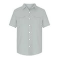 thumbnail image 5 of Wrtxtat Linen Button Down Shirts for Men Big and Tall Regular Fit Casual Summer Short Sleeve Cotton Hawaiian Beach Vacation Dress T-Shirts Tops with Pockets Z-Gray L, 5 of 7
