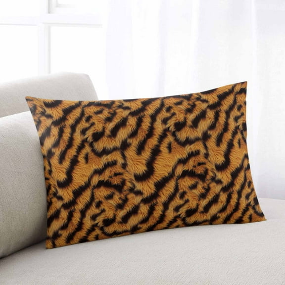 Black Orange Throw Pillow Covers, Vintage Abstract Tiger Stripes Fur Patterned Soft Breathable Pillow Cases with Invisible Zipper for Sleeping, Small Pillowcases for Couch Bed Sofa Chair 16x24 Inches