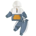 thumbnail image 3 of Tfken Toddler Child Girls Outfits Sets Patchwork Hooded Sweatshirt & Sweatpants Soft Blue Clothing Set Size 12-18 Months, 3 of 3