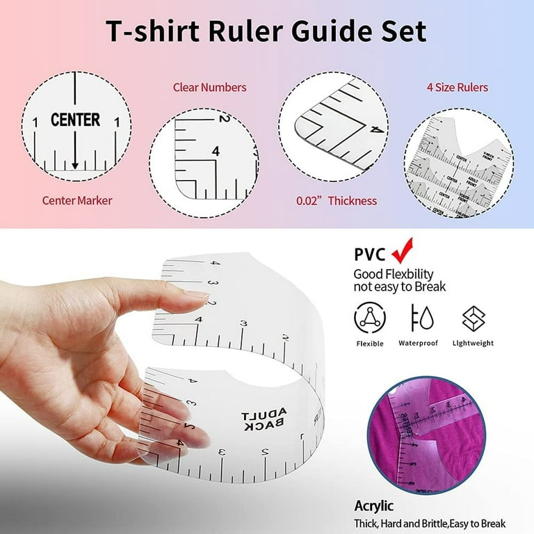 8Pcs Tshirt Ruler, T Shirt Alignment Tool, Acrylic T-Shirt Ruler