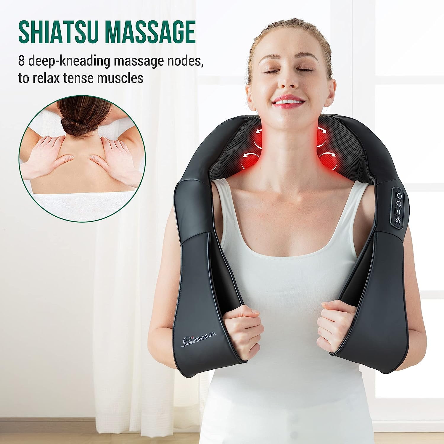 Snailax Shoulder Massager &Shiatsu Massager with Heat-632N