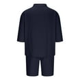 thumbnail image 6 of Stamzod Sweatsuits for Men 2 Piece Summer Solid Color Short Sleeve Tees and Shorts Set Casual Loose Plus Size Workout Running Tracksuit with Pocket Navy S, 6 of 7