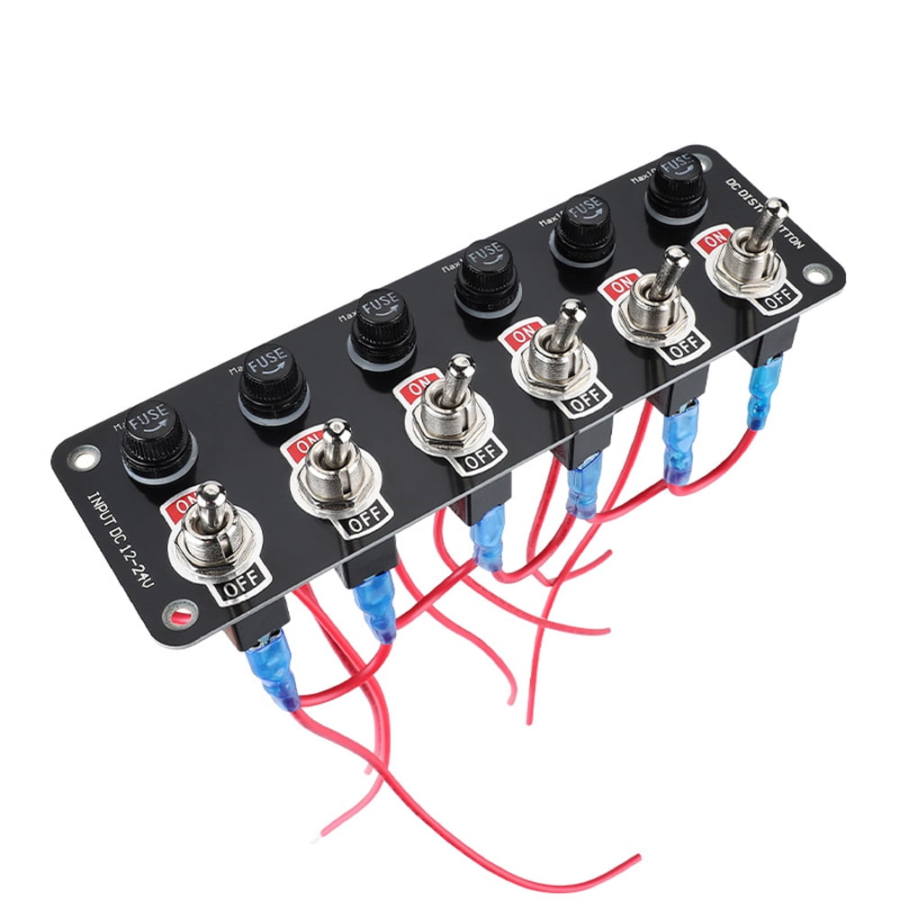 Panneau 5 Interrupteurs étanches 12V/24V Pour Voiture - Avec Voltmètre LED Et Ports USB - Protection IP65