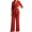 Red, variant on Womens Suit 2 Piece Set Business Casual Dressy V Neck Wrap Belted Blazer Jacket Wide Leg Pants Sets Elegant Trendy Fall Loose Fit Solid Color Outfits Daily Office Travel Outfits
