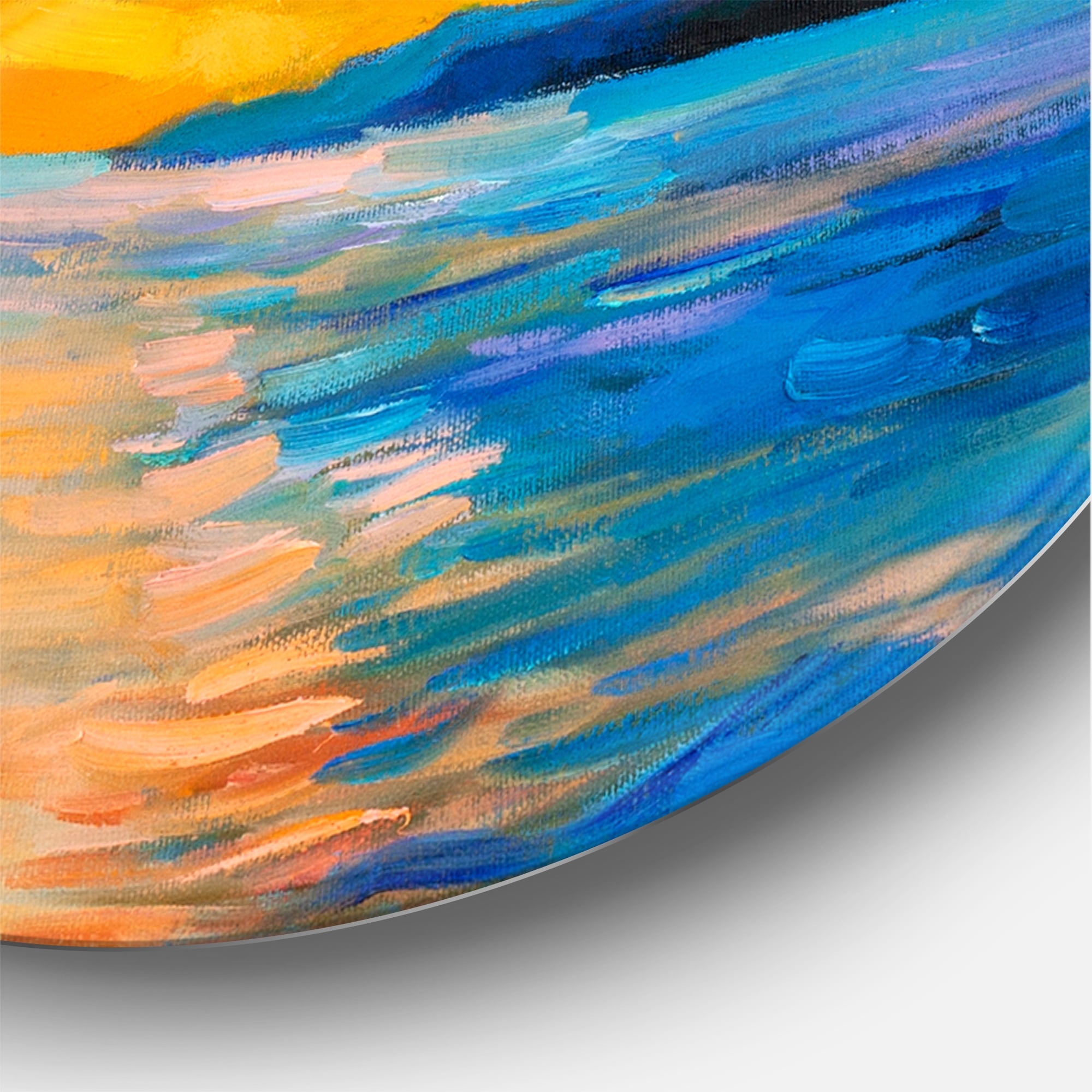 Designart 'Cloudy Sunset Over Wide Open Ocean Horizon' Nautical & Coastal Circle Metal Wall Art 23x23 - Disc of 23