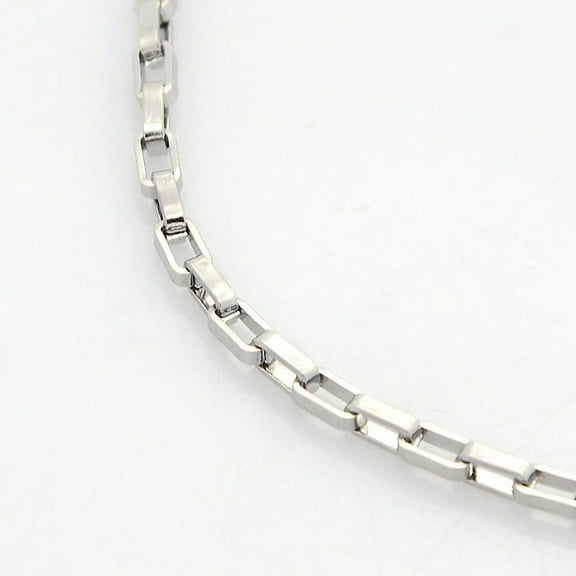 Tarnish Resistant Unisex Casual style 304 Stainless Steel box Chain Necklaces with Lobster Claw Clasps Stainless Steel color 17.7 inch(45cm)