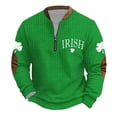 thumbnail image 1 of Penkiiy Día de San Patricio de hombre 1/4 Sweatshirt de cuello cremallera Shamrock Camisa irlandesa de manga larga S Multicolor, 1 of 5