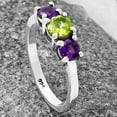 thumbnail image 4 of Natural Peridot & Amethyst 925 Sterling Silver Ring s.9 Jewelry DGR1122_A_9 R-1047, 4 of 7