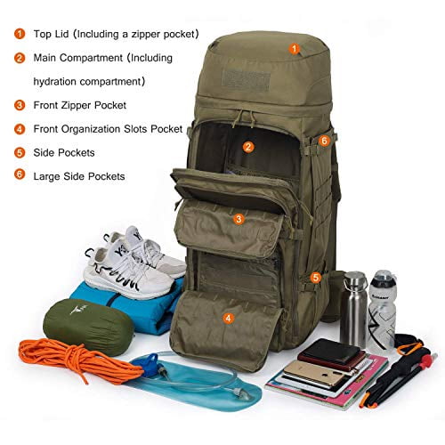 でのお Mardingtop 75L Molle Hiking Internal Frame Backpacks with Rain