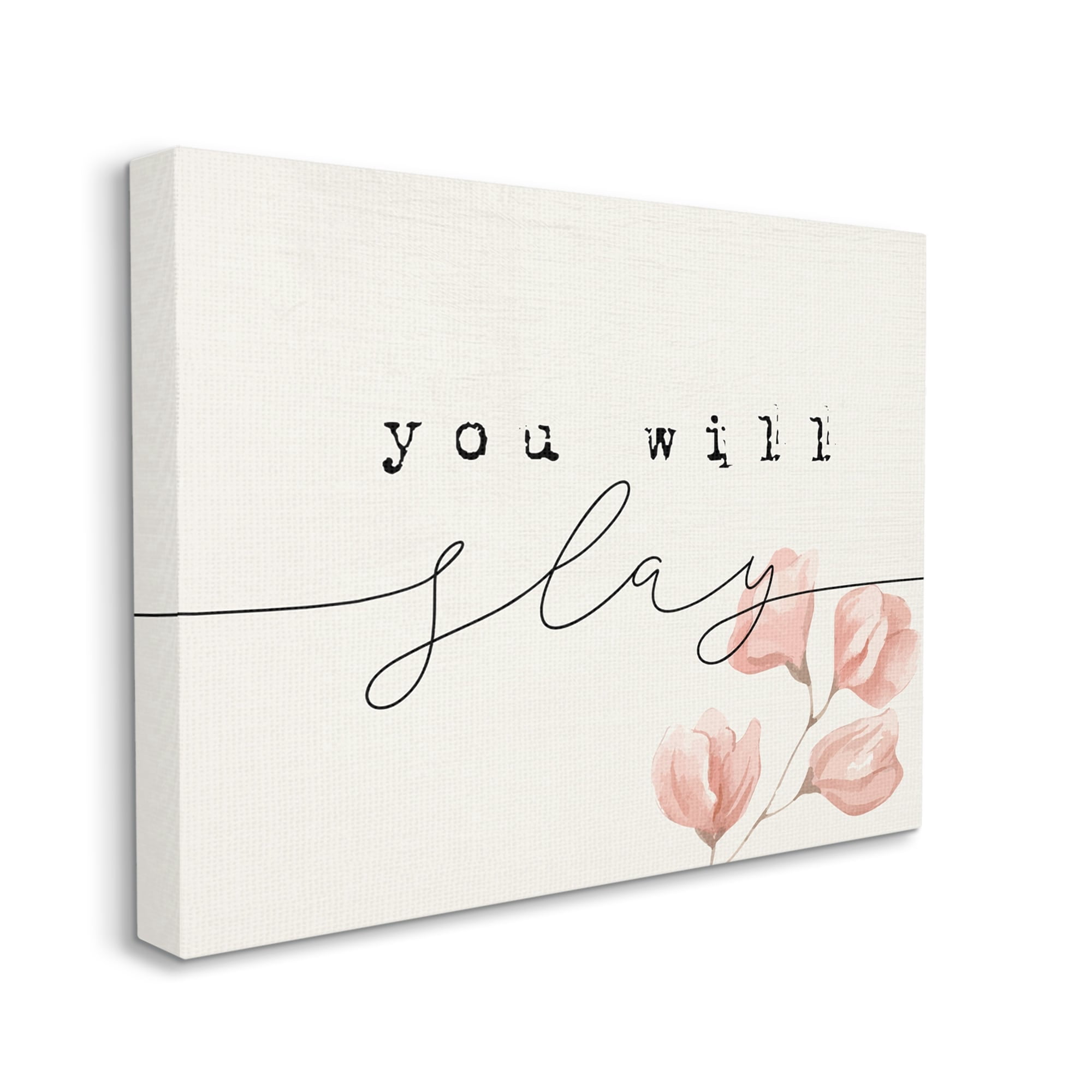 Stupell Industries You Will Slay Minimal Pink Flower Blossoms Typography Canvas Wall Art, 20 x 16, Design by Lil' Rue