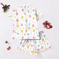 thumbnail image 5 of Feancey Easter Day Gifts for Women Matching Pajama Sets Milk Silk Soft Button Down Sleepwear with Shorts Pjs Two Piece Cute Bunny Lounge Set Multicolor L, 5 of 5