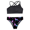 thumbnail image 5 of Alvivi Girls Floral Printed Bathing Suit Swimsuits 3 Piece Sports Crop Top Bottom Tankini Swimwear Set Night Pegasus-A 14, 5 of 7