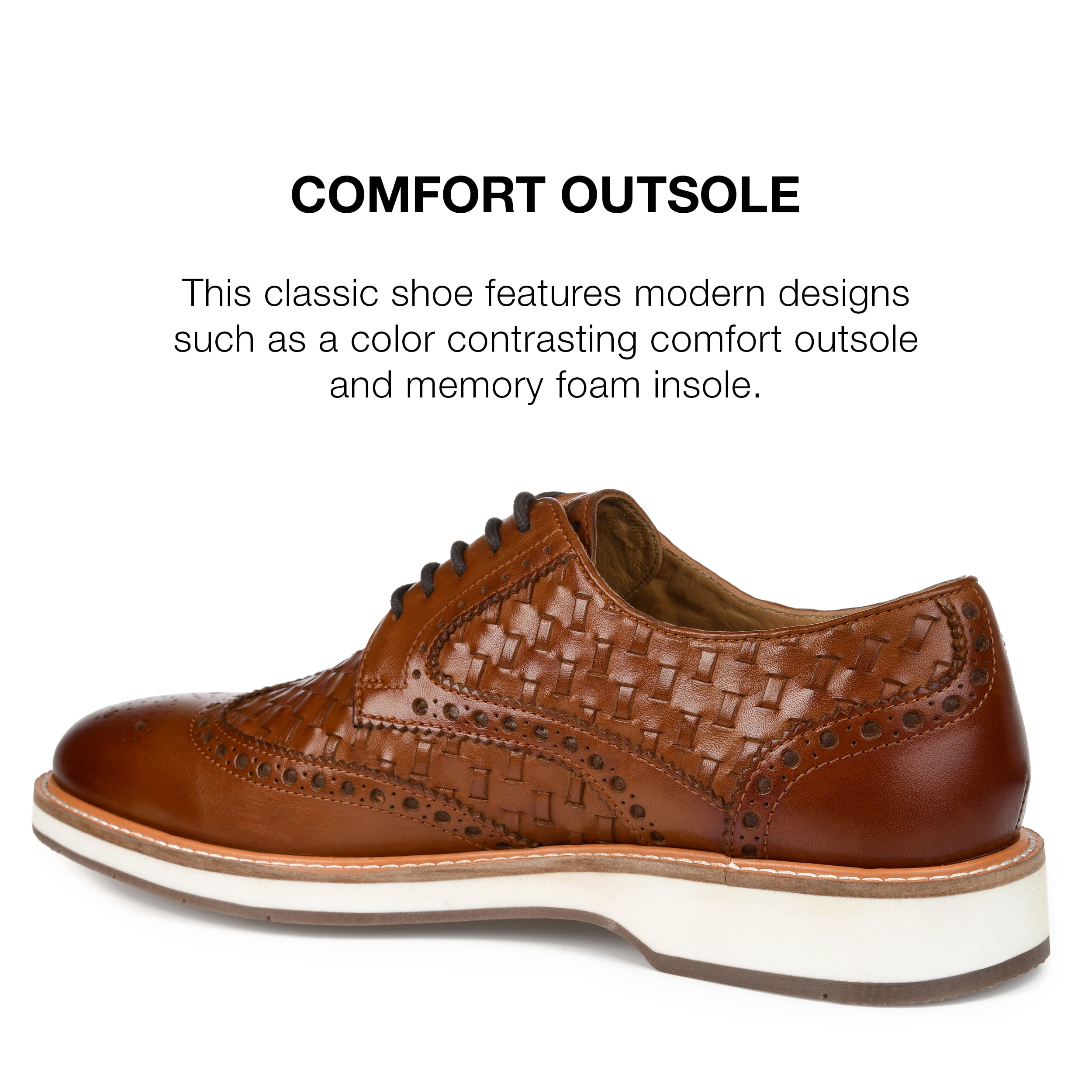 Thomas & Vine Men\'s Radcliff Comfort Foam Lace-Up Woven Wingtip Shoe Brown 9.5 M Jerome Wingtip Oxford | Vance Footwear main image 2