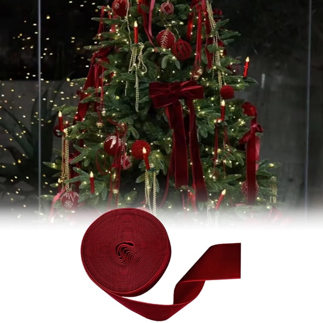 Outdoor Christmas Decorations Event & Party Christmas Velvet Decorative Ribbon | Red Velvet Wrapping Ribbon For DIY Holiday Decorations | Christmas Tree & Packaging Ribbon Party Balloon