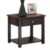 Wooden End Table with One Drawer and One Shelf, Espresso Brown