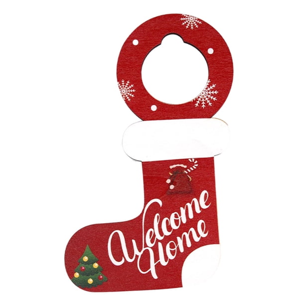 Colgantes de manija de puerta navideños, placa colgante navideña 2023, decoración navideña medias