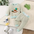 thumbnail image 2 of enyan Baby Boy Fall Clothes Toddler Winter Pullover Striped Long Sleeve Sweatshirt Pants Set Infant Outfits Light Green,2-3 Years, 2 of 5