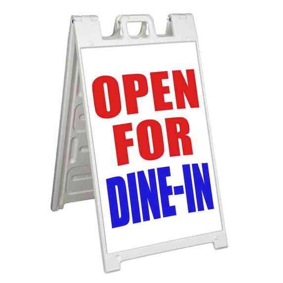 Open For Dine-In (24" X 36") Standard A-Frame Signicade, Includes Decal Applied To Stand