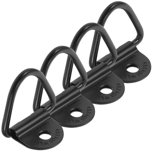 GARVALON Trailer Tie Loop 4 Sets D-Ring Carbon Steel Black for Truck Bed Cargo Anchors