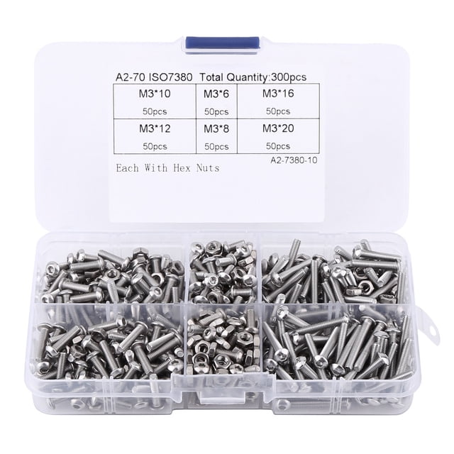 300pcs And Nuts Assortment Kit Stainless Steel M3 Hex Nuts For Home And Office Appliance