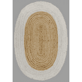 thumbnail image 1 of Indian Handmade Braided Natural Jute with White Box Design Area Rug, Home Décor Rug, Jute Rug for Bedroom, Dining Room, living room, Doormat Rug Size - 5' x 7' Oval (150 cm x 210 cm), 1 of 1