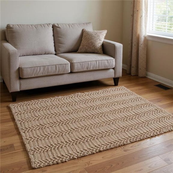 HomeRoots 642836 5 x 7 ft. Natural Jute Abstract Hand Woven Rectangle Area Rug