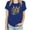 Blue, variant on ICHUANYI Women's Mardi Gras Fashion Short Sleeve Crewneck Print T-shirt Casual Loose Shirt Tops Cloth New Trending