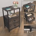 thumbnail image 7 of Nightstand with Charging Station, Night Stand with 2 Fabric Drawers PU Finish, Bedside Table End Table with LED Light, 3-Tier Storage Side Table Nightstand with Drawers for Bedroom, 7 of 7
