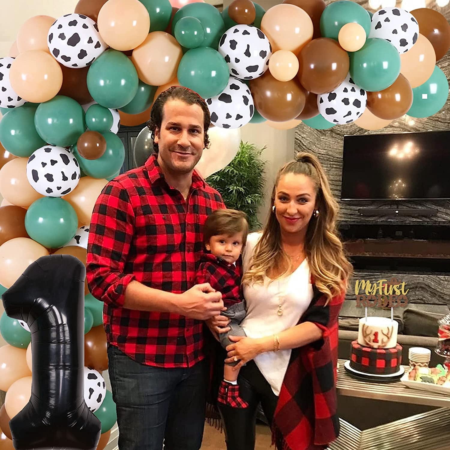 Cowboys First Rodeo Birthday Party, Cowboy 1st Birthday Decorations Balloon Garland Arch Kit with Number 1 Foil Balloon, My First Rodeo Banner Cake Topper for Cowboy Themed Party 1st Birthday