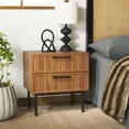 thumbnail image 2 of SAFAVIEH Axelle Modern 2 Drawer Nightstand,Walnut/Black, 2 of 14